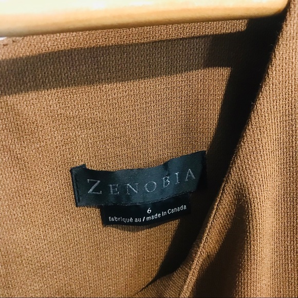Zenobia Brown Square Neckline Dress Sz 6 - Picture 4 of 9